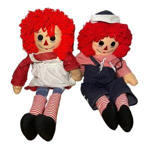 Vintage Raggedy Ann And‎ Andy Dolls Large Plush Collectible 39" Tall